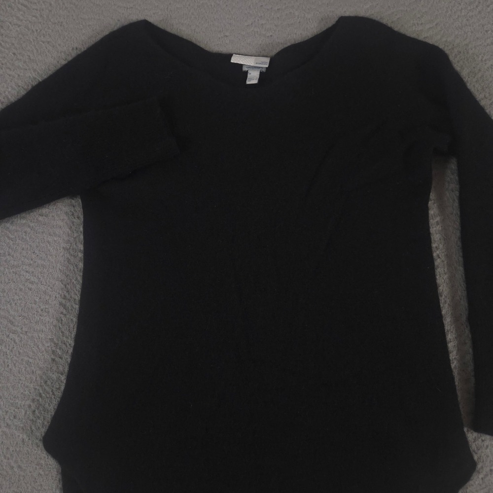 14th & Union Sweater Womens Medium Black Cashmere V-Neck Curved Hem Pullover